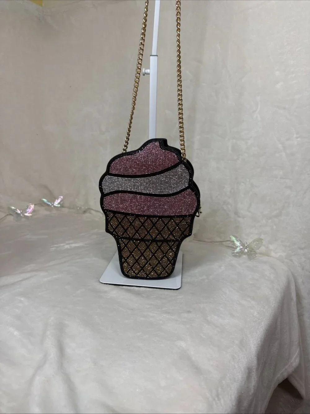 Rhinestone Ice Cream Cone Bag — Statement Piece